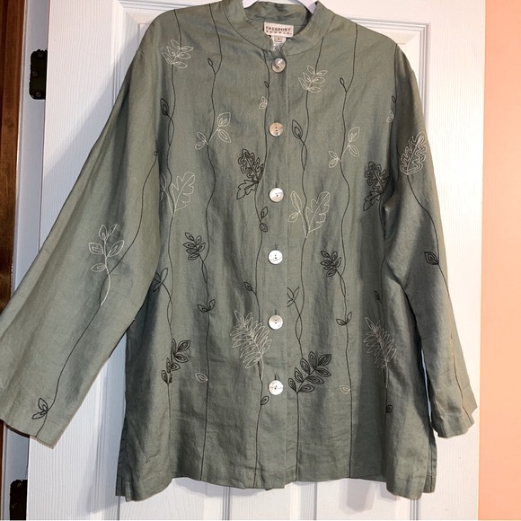 Vintage Freeport Studio Linen Embroidered Tunic Jacket - Picture 1 of 11